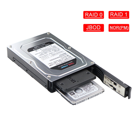 Корпус адаптера для жесткого диска SATA 2,5-3,5 дюйма с двумя отсеками без инструментов, поддерживает SATA III, RAID 0, RAID 1, JBOD, Nor ► Фото 1/6