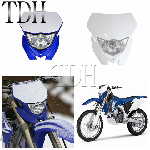 Фара для мотоцикла Supermoto, передняя фара для мотокросса, эндуро, для мотоцикла Yamaha WRF250/400/426/450 YZ TTR WR MX, белая, синяя, Черная ► Фото 1/6