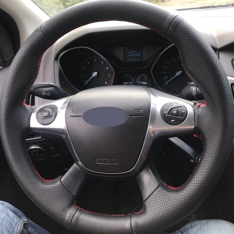 Черный мягкий искусственный кожаный чехол для самостоятельной сборки модели Ford Focus 3 2012-2014 чехол рулевого колеса автомобиля 2011-2014 KUGA Escape ... ► Фото 1/6