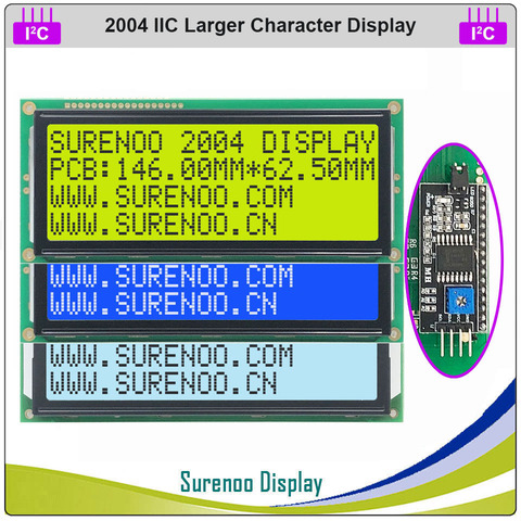 Последовательный IIC / I2C / TWI 2004 204 20*4 большой символьный ЖК-модуль дисплей желтый зеленый синий FSTN с подсветкой для Arduino ► Фото 1/6