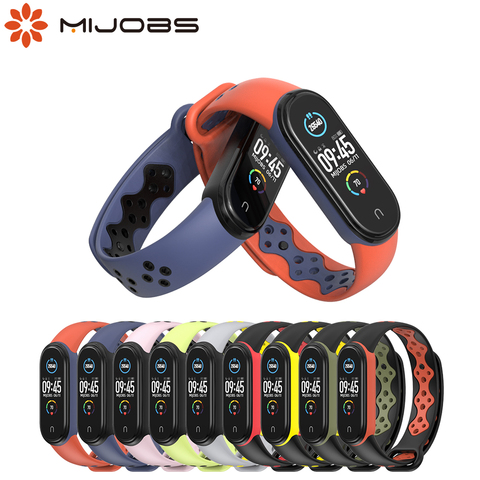 Силиконовый браслет из ТПУ Для xiaomi mi band 5, однотонный двухцветный сменный ремешок для Mi Band 5, ремешок на запястье ► Фото 1/6