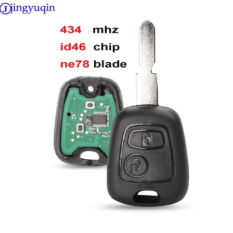 Jingyuqin для Peugeot 406 407 408 607, 2 кнопки, приемопередающий чип ключа автомобиля ID46 434 МГц и NE78 Blade, оригинальные клавиши ► Фото 1/3