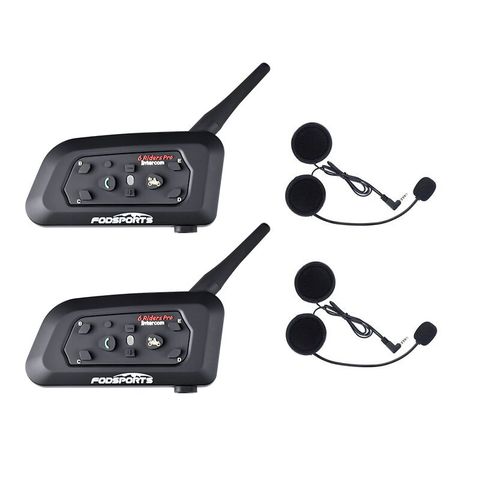 Fodsports металлический зажим + 2 шт. V6 Pro BT Interphone 1200 м мотоциклетная bluetooth-гарнитура для 6 всадников 850 мАч, 2022 ► Фото 1/6