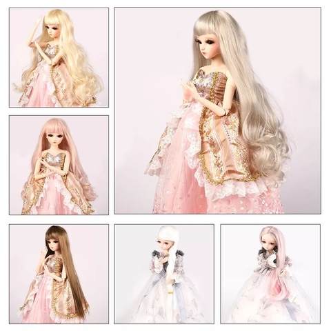 Аксессуары для кукол UCanaan 1/3 BJD, парики, волосы для кукол 60 см BJD, прямые волнистые волосы, аксессуары «сделай сам» ► Фото 1/6