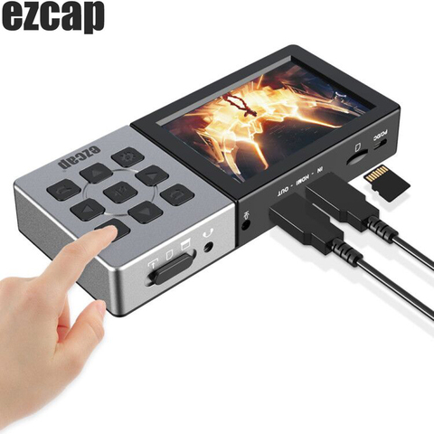 Ezcap 273 273A HD 1080P 60fps AV или HDMI видеозаписывающая карта, коробка для записи с ЖК-дисплеем, воспроизведением, микрофоном, входом аудио ► Фото 1/6