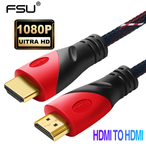 Высокоскоростной HDMI кабель, позолоченный Соединительный сетчатый кабель 1080P HDMI в HDMI цифровой кабель для ТВ, компьютера, 1 м, 3 м, 5 м, 8 м, 10 м, 15 м ► Фото 1/6