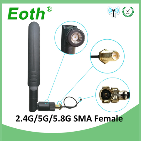 2,4g антенна Wi-Fi 2,4 ГГц 5G Гц 5,8 GHz антенна 8dBi RP-SMA разъем Dual Band 2,4G 5G 5,8G антенна SMA типа «мама» + 21 см Pigtal кабель ► Фото 1/6