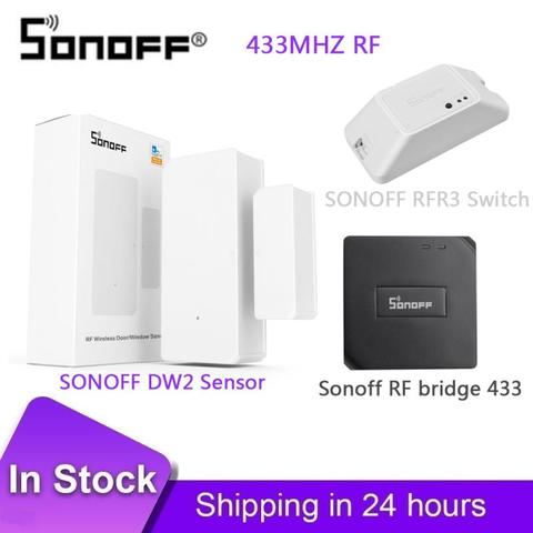 SONOFF DW2-RF - 433 МГц RF беспроводной датчик двери/окна/Sonoff умный переключатель RF Bridge 433/SONOFF RFR3 - WIFI DIY SwitchRF Contr ► Фото 1/6