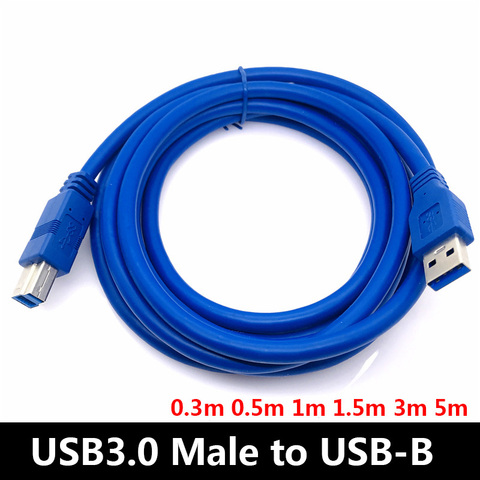 USB 3,0 кабель для принтера A Male to B Мужской Шнур для передачи данных Высокая скорость 0,3/0,5/1/1.5/1.8/3/5 M Универсальная USB зарядка данных ► Фото 1/5