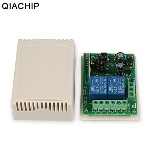 QIACHIP 433 МГц AC 250 в 110 В 220 В 2CH RF релейный модуль приемника, универсальный беспроводной пульт дистанционного управления, переключатель для 433 мг... ► Фото 1/6