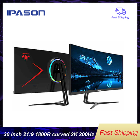 Игровой монитор IPASON QR302W, 30 дюймов, 2K, высокая частота обновления, 200 Гц, широкоформатный дисплей 21:9, с PS4, e-sports/настольный компьютер ► Фото 1/6