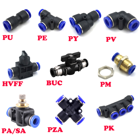 Пневматические Фитинги PY/PU/PV/PE/HVFF/SA водопроводные трубы и соединители труб прямая тяга от 4 до 12 мм/PU пластиковый шланг быстроразъемные муфты ► Фото 1/5