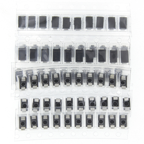 70 шт./лот SMD M1 1N4001 M4 1N4004 M7 1N4007 SS14 US1M RS1M SS34, комплект из 7 значений * 10 шт., набор диодов Шоттки, упаковка ► Фото 1/6