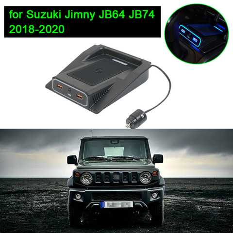Автомобильный держатель для телефона Беспроводное зарядное устройство с 2 портами для Suzuki Jimny JB64 JB64W JB74 JB74W 2022-2022 двойной Переходник USB для за... ► Фото 1/6