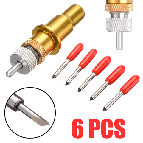 Держатель лезвия плоттера высокой твердости, золотой держатель + 5 шт. лезвий, виниловый резак, режущий плоттер, аксессуары для станка, Инстр... ► Фото 1/6