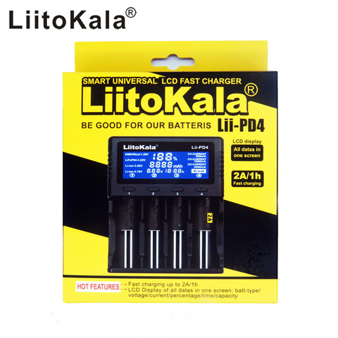 Умное устройство для зарядки никель-металлогидридных аккумуляторов от компании LiitoKala: Lii-PD4 Смарт ЖК-дисплей 18650 литий-ионный аккумулятор Батарея Зарядное устройство 18650 14500 Батарея Зарядное устройство 16340 26650 21700 20700 Батарея Зарядное  ► Фото 1/6