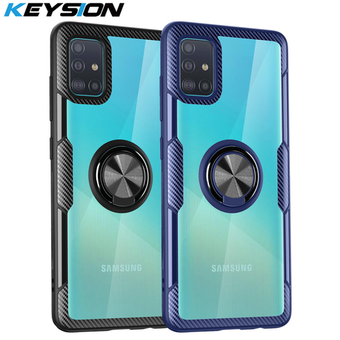 Прозрачный чехол KEYSION с кольцом для Samsung A51, A71, A70, A50, A40, A30, A20, A10, противоударный чехол для телефона Galaxy S20 Ultra, S10 Plus ► Фото 1/6