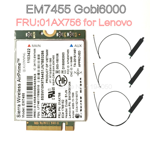 Беспроводная плата Sierra Wireless airprime Gobi6000 EM7455 WWAN, модуль NGFF FRU 01AX756 для устройств Thinkpad X1 L470 X270 T570, устройство Qualcomm 4 doc ► Фото 1/3