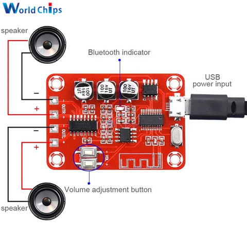 XH-A251 5W + 5W Bluetooth V4.2 Плата усилителя DC 5V аудио приемник MP3 декодер музыкальный плеер звуковая плата для динамика ► Фото 1/6