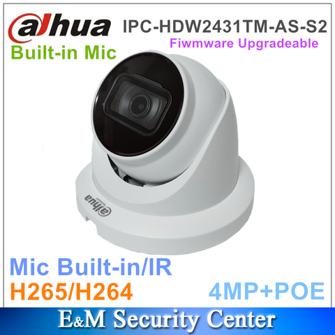 Оригинал Dahua английская IPC-HDW2431TM-AS-S2 IP камера POE 4MP Lite ИК фиксированная-Фокусное глазного яблока сети Камера ► Фото 1/1