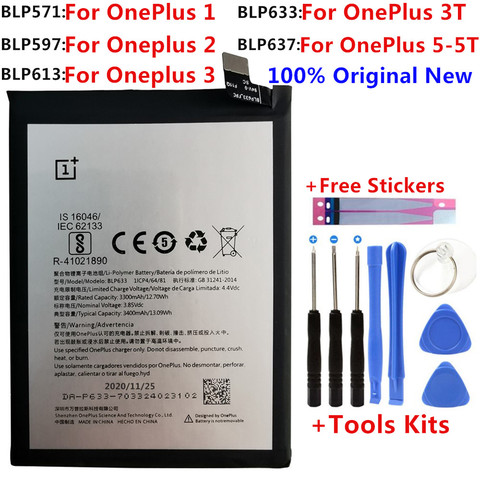 100% оригинальная запасная батарея для Oneplus one 1 + One plus для OnePlus 2 3 One Plus 3 3T 5 5T качественные литий-ионные аккумуляторы ► Фото 1/5