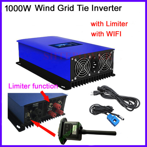 1000 Вт Инвертор для ветряной электросети с ограничительным датчиком/регулятором нагрузки на свалку/резистором для ветряной турбины 3 фаз 24 В 48 В с Wi-Fi ► Фото 1/6