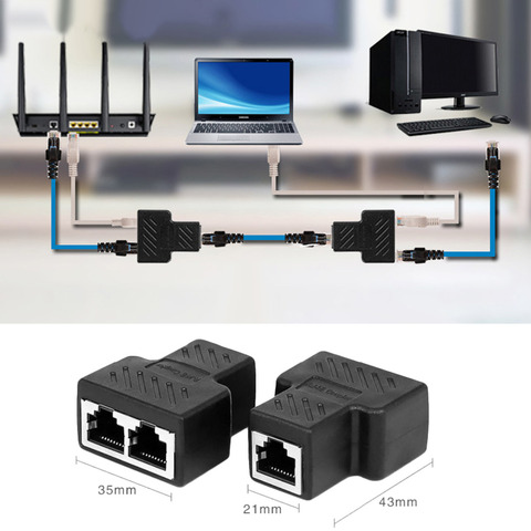 1-2-сторонний LAN Ethernet сетевой кабель, сплиттер адаптер RJ45 гнездовой сплиттер адаптер гнездового соединителя для ноутбука ► Фото 1/5
