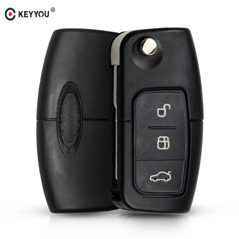 Складной дистанционный ключ KEYYOU 433 МГц 4D63 с 3 кнопками для Ford Focus Fiesta 2013 Чехол-брелок с лезвием HU101 ► Фото 1/6