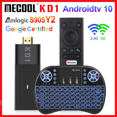 Mecool KD1 ТВ палка для Android 10 Amlogic S905Y2 ТВ коробка Android 10,0 2G/16G Google Сертифицированный 1080P H.265 4K 60pfs 2,4G & 5G Wi-Fi, BT ► Фото 1/6