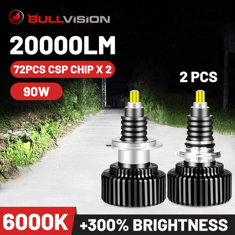 Bullvision Hir2 9012 Led 360 головной светильник H7 H11 9005 9006 Автомобильная лампочка 20000Lm 12V H8 H9 H1 льда автолампа HB3 HB4 туман светильник в байкерском стиле ► Фото 1/6