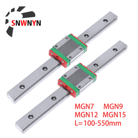 Миниатюрная линейная направляющая для 3D принтера MGN12 MGN7 MGN15 MGN9 100 мм 300 550 2 шт. MGN12 линейная направляющая + 2 шт. MGN12H детали для каретки ЧПУ ► Фото 1/6