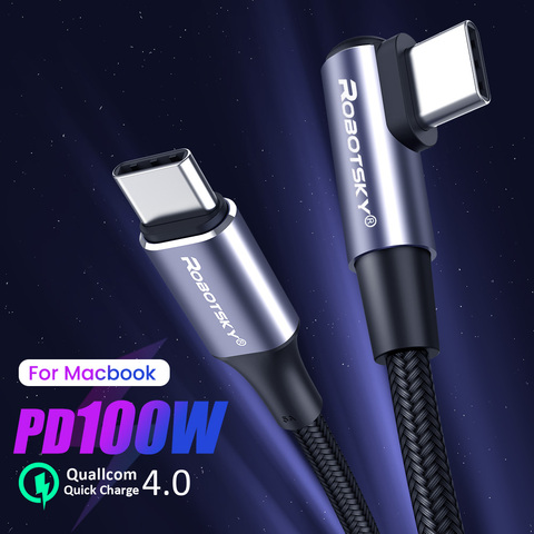 Кабель USB Type-C на USB C 100 Вт, быстрая зарядка 4,0 PD 5 А, быстрое зарядное устройство типа c для Samsung S10 S20 MacBook Pro iPad ► Фото 1/6