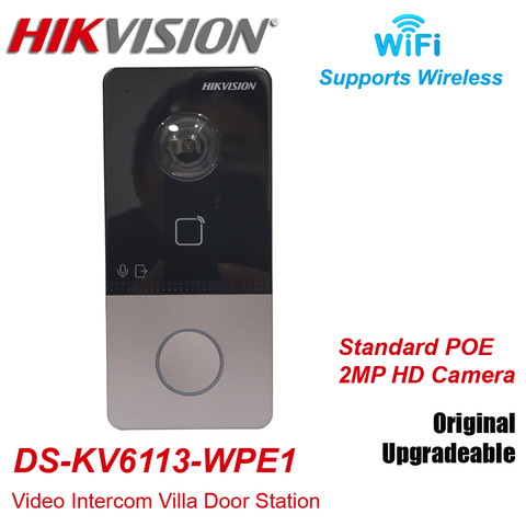 Оригинальный Hikvision DS-KV6113-WPE1 Беспроводной Wi-Fi стандарт POE 2MP HD видеодомофон пластиковая вилла дверной Звонок ► Фото 1/3