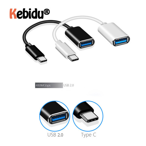 Адаптер USB type-C OTG Кабель-адаптер 16 см USB 3,1 type C штекер для USB 2,0 A Женский OTG Кабель-адаптер для передачи данных ► Фото 1/6