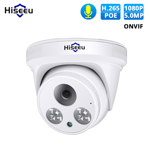 Hiseeu HD 2MP 5MP POE IP камера Аудио H.265 1080P купольная охранная домашняя камера видеонаблюдения камера CCTV видеонаблюдение ONVIF ► Фото 1/6