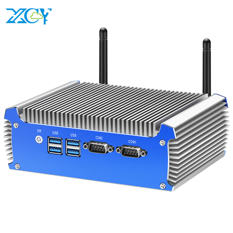 Мини-ПК XCY, i7 5500U/i5 5200U/i3 4005U, Windows 10, Linux, RS232, двойной гигабитный NIC, HDMI, VGA, 4 USB, Wi-Fi, безвентиляторный промышленный компьютер ► Фото 1/6