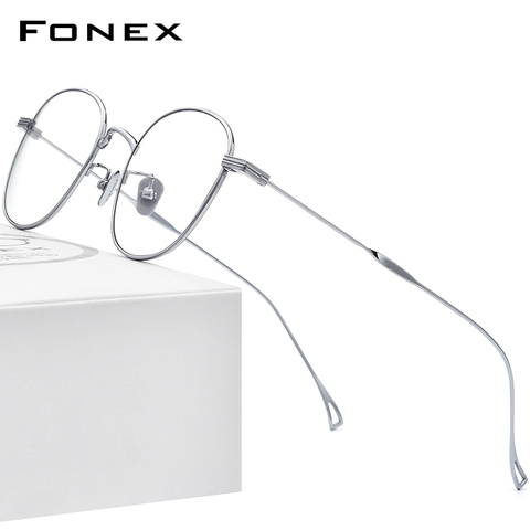 FONEX Титан оправа для очков Для женщин ретро Винтаж круглые очки 2022, прописанные оптические Близорукость корейский очки в оправе для мужчин ... ► Фото 1/6