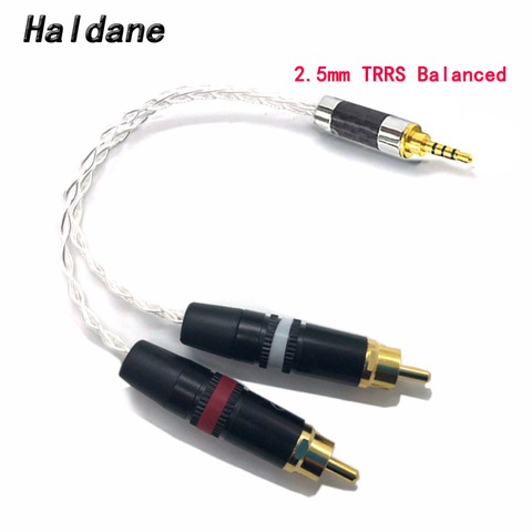 Hi-Fi 2,5 мм TRRS/4,4 мм сбалансированный штекер 3,5 мм Джек к RCA разъем Aux кабель 8x1,0 мм Серебристый провод усилитель для наушников ► Фото 1/6