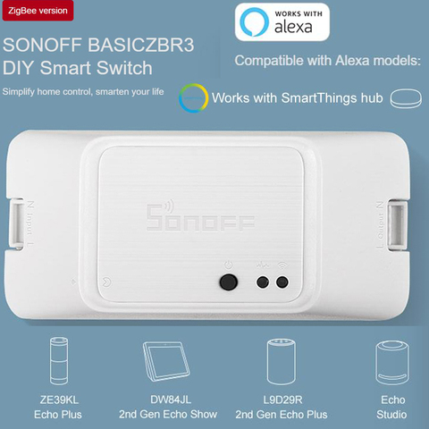 Умный выключатель Sonoff BasicZBR3 Zigbee, беспроводной домашний таймер с дистанционным управлением, работает с Alexa SmartThings Hub eWelink ► Фото 1/6