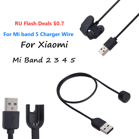 Провод для зарядного устройства для Xiaomi Mi Band 5 4 3 2, смарт-браслет для Mi band 5, зарядный кабель Miband 4 3, USB-кабель для зарядного устройства ► Фото 1/6