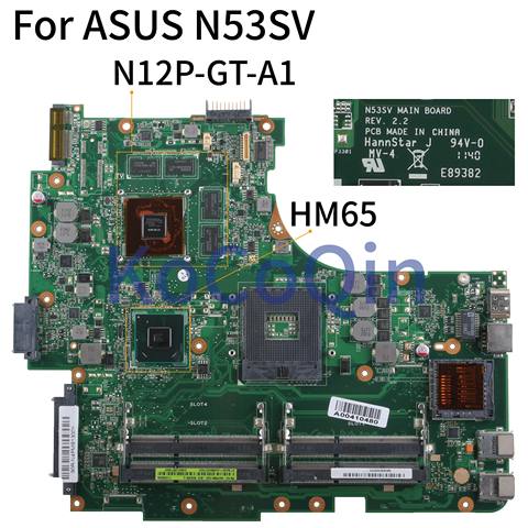 Материнская плата KoCoQin для ноутбука ASUS GT630/2 ГБ, 4 * слота, N53SN N53SM N53SV N53S, материнская плата REV.2.2 HM65 N12P-GT-A1 60-N4PMB1300 ► Фото 1/6