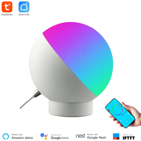 Умная настольная лампа Tuya с Wi-Fi, цветной ночсветильник с регулируемой яркостью и голосовым управлением через Alexa Google Home, умный дом ► Фото 1/6