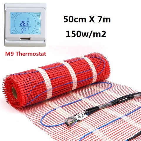 3.5m2 150w/m2 теплый напольный коврик 50cmX7m с изолированным нагревательным кабелем внутри WiFi термостат выбор ► Фото 1/6