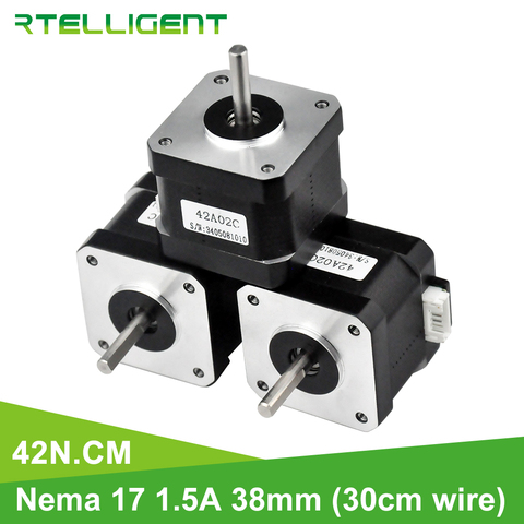 Rtelligent 3 шт. Nema 17 шаговый двигатель 38 мм Nema17 42BYGH 42N. См (59,5 oz.in) 4 свинцовый шаговый двигатель для 3d-печати принтера XYZ ► Фото 1/6