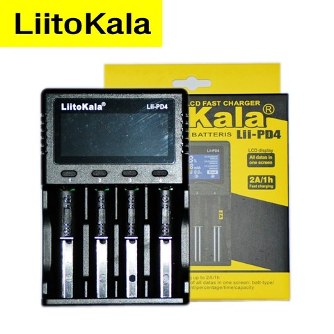 Умное устройство для зарядки никель-металлогидридных аккумуляторов от компании LiitoKala: Lii-PD4 батарея Зарядное устройство для 18650 26650 21700 18350 AA AAA 3,7 V/3,2 V/1,2 V/литий-никель-металл-гидридного аккумулятора ► Фото 1/6