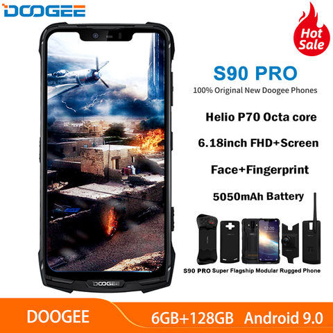 Смартфон DOOGEE S90 Pro, 6 ГБ + 128 Гб, модульный прочный мобильный телефон Helio P70, экран 6,18 дюйма, 16 Мп + 8 Мп, Android 9, 12 В, 2 А ► Фото 1/1