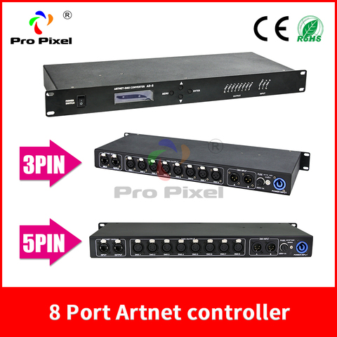 Artnet Dmx контроль ler 8 портов преобразователь выход 8x512 4096 каналов 3PIN или 5PIN можно выбрать для Satge Dj управление светильник ► Фото 1/1