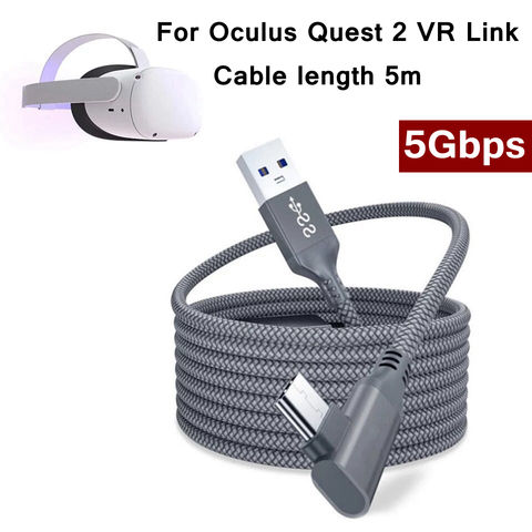 Для Oculus Quest 2 соединительный кабель 5 м USB 3,0 быстрой зарядки Кабели для Quest2 Очки виртуальной реальности VR для передачи данных и быстрой зарядки с заряжает Очки виртуальной реальности VR аксессуары для гарнитуры ► Фото 1/1