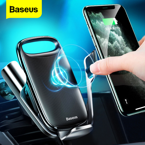 Baseus 15 Вт Qi Беспроводное Автомобильное зарядное устройство для iPhone 11 Быстрая автомобильная Беспроводная зарядка держатель для Samsung S20 Xiaomi Mi 9 ... ► Фото 1/6