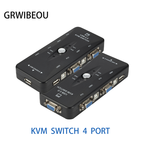 4 порта USB2.0 KVM переключатель коробка для мыши клавиатуры принтера совместный переключатель 200 МГц 1920x1440 VGA монитор переключатель коробка ада... ► Фото 1/6